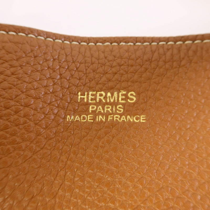 HERMES Clemence皮革Double Sens 35肩背袋/手挽袋Gold/Bleu Abysse-6