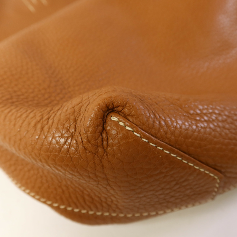 HERMES Clemence皮革Double Sens 35肩背袋/手挽袋Gold/Bleu Abysse-11