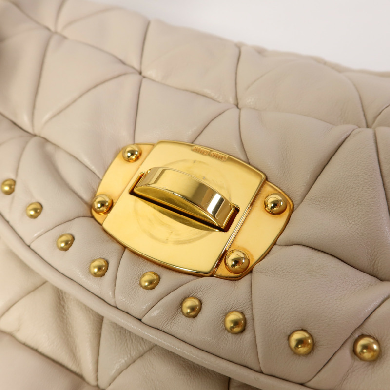 Miu Miu 羊皮皮革2 Way Shoulder Bag金扣手挽肩背兩用袋-8