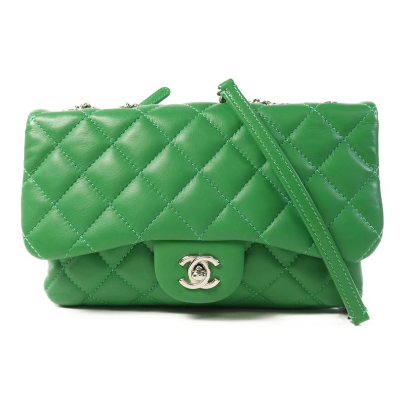 CHANEL 羊皮皮革Chain Shoulder Bag銀扣鏈帶肩背袋-0