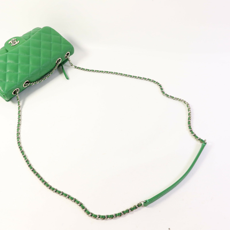 CHANEL 羊皮皮革Chain Shoulder Bag銀扣鏈帶肩背袋-4