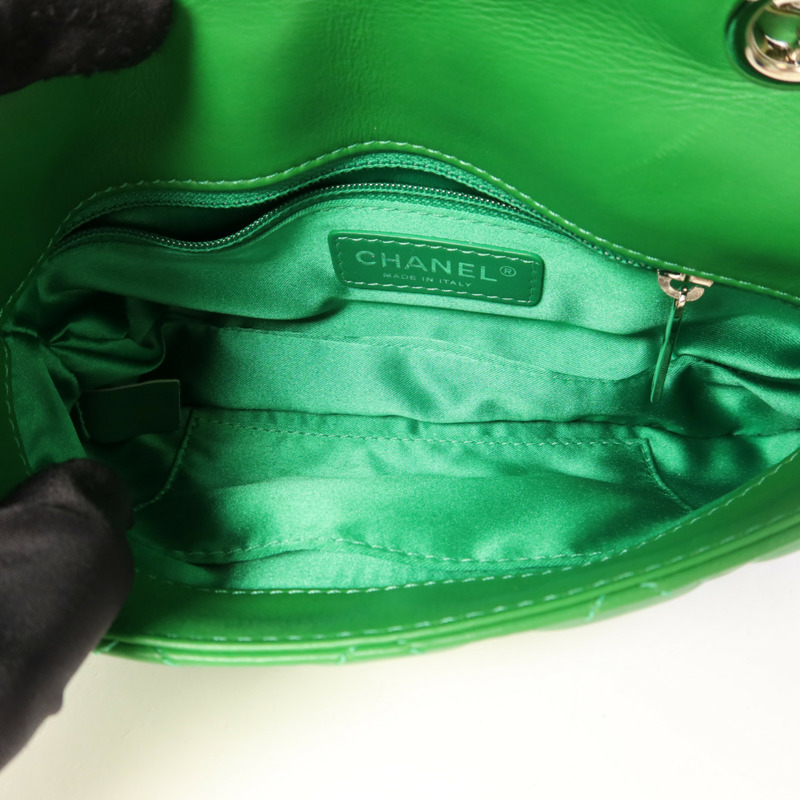 CHANEL 羊皮皮革Chain Shoulder Bag銀扣鏈帶肩背袋-5