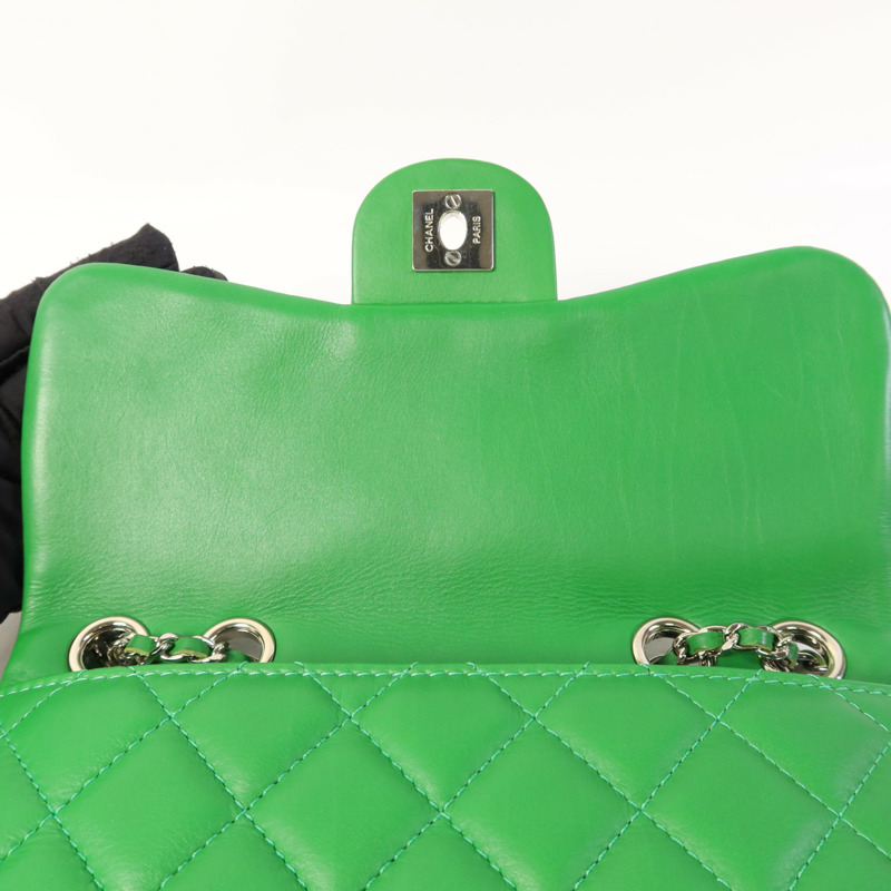 CHANEL 羊皮皮革Chain Shoulder Bag銀扣鏈帶肩背袋-9