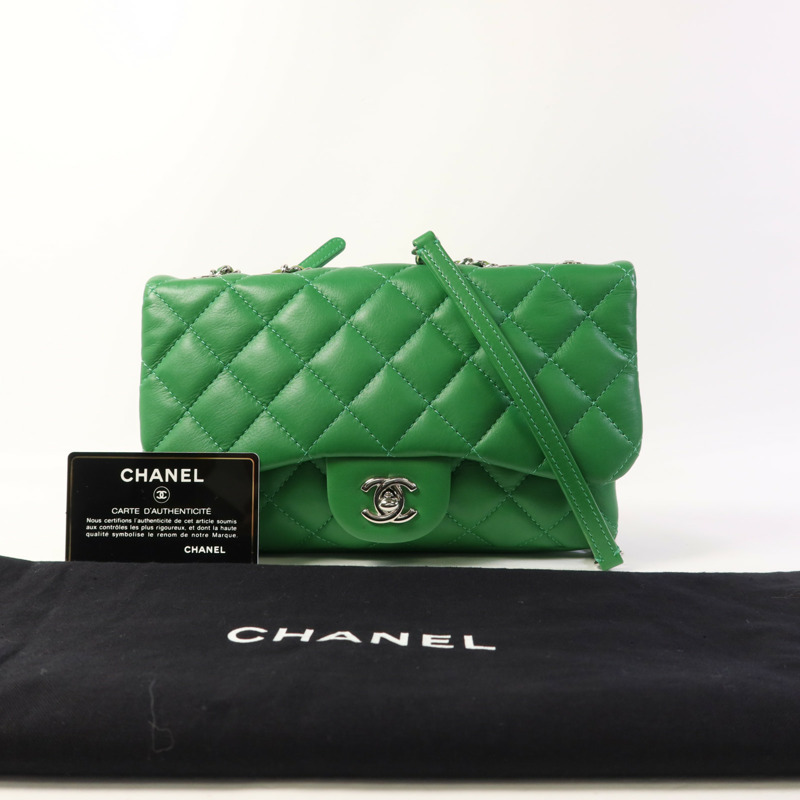 CHANEL 羊皮皮革Chain Shoulder Bag銀扣鏈帶肩背袋-21