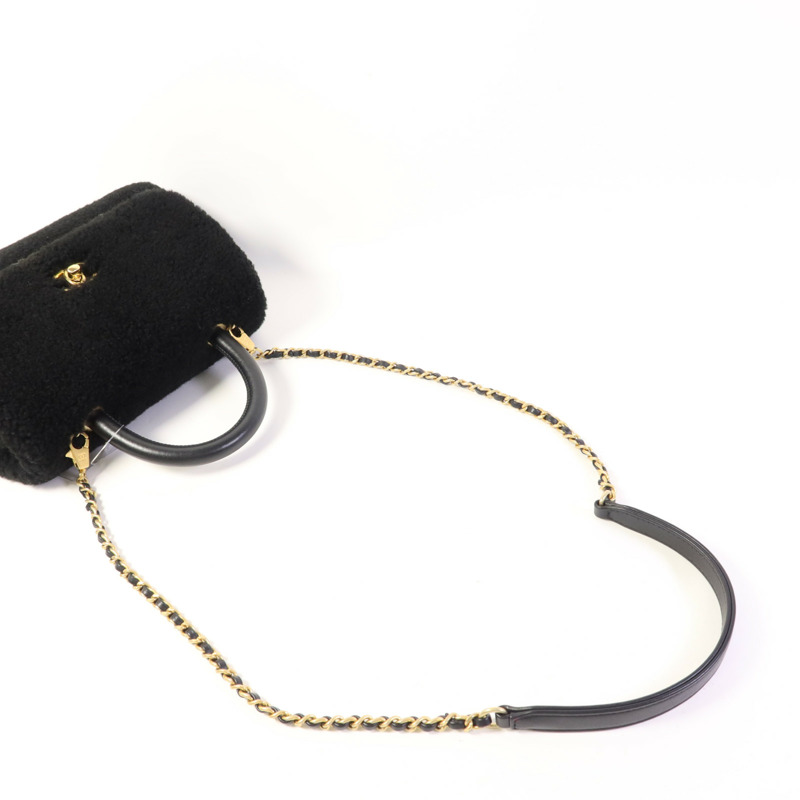 CHANEL Shearling Coco Handle金扣手挽肩背兩用袋-4