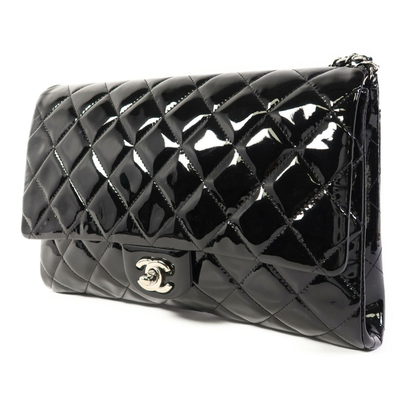 CHANEL 漆皮皮革Chain Shoulder Bag銀扣鏈帶肩背袋-2