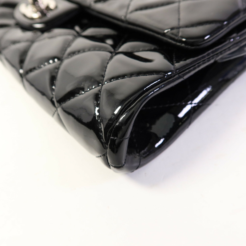 CHANEL 漆皮皮革Chain Shoulder Bag銀扣鏈帶肩背袋-9