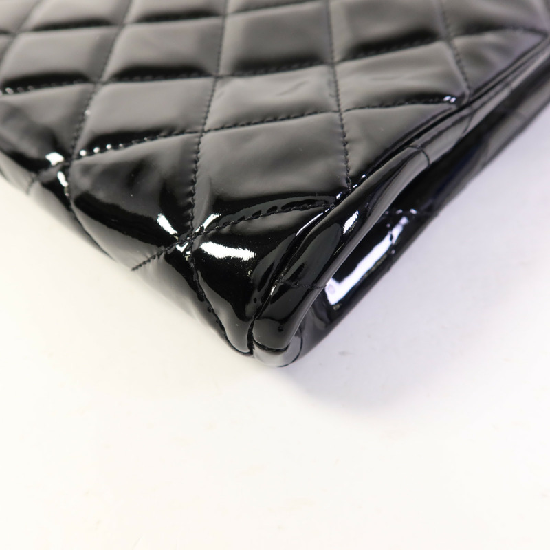 CHANEL 漆皮皮革Chain Shoulder Bag銀扣鏈帶肩背袋-11