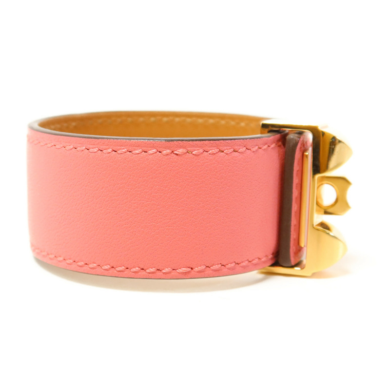 HERMES Swift皮革Collier De Chien金扣手鐲-3