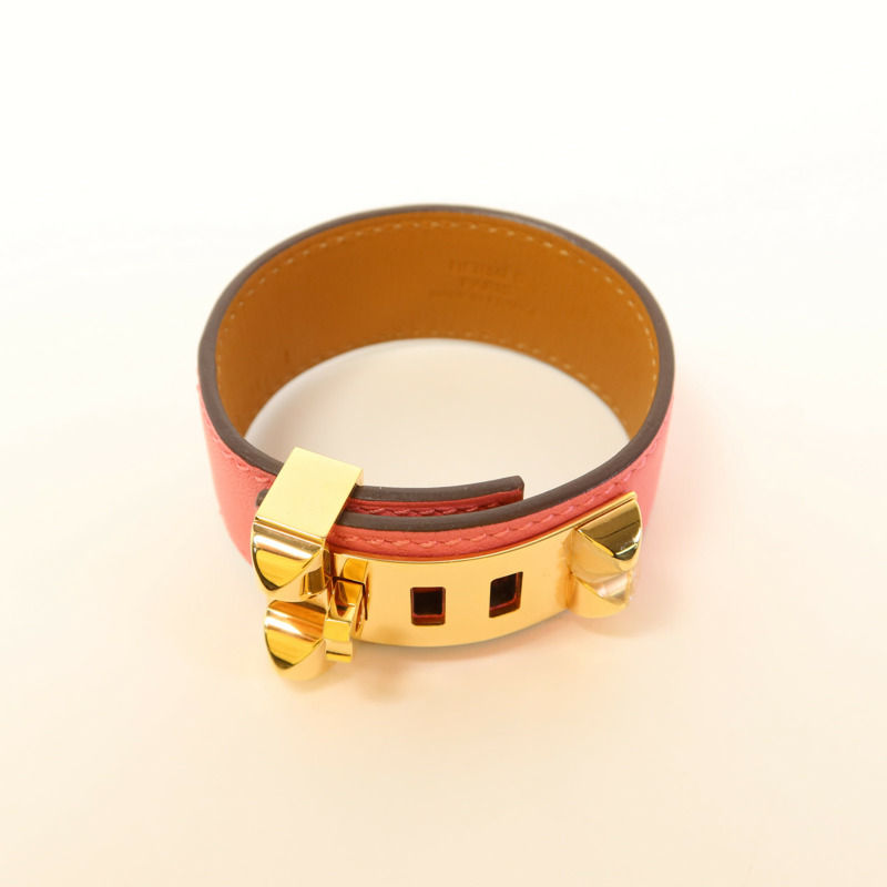 HERMES Swift皮革Collier De Chien金扣手鐲-4