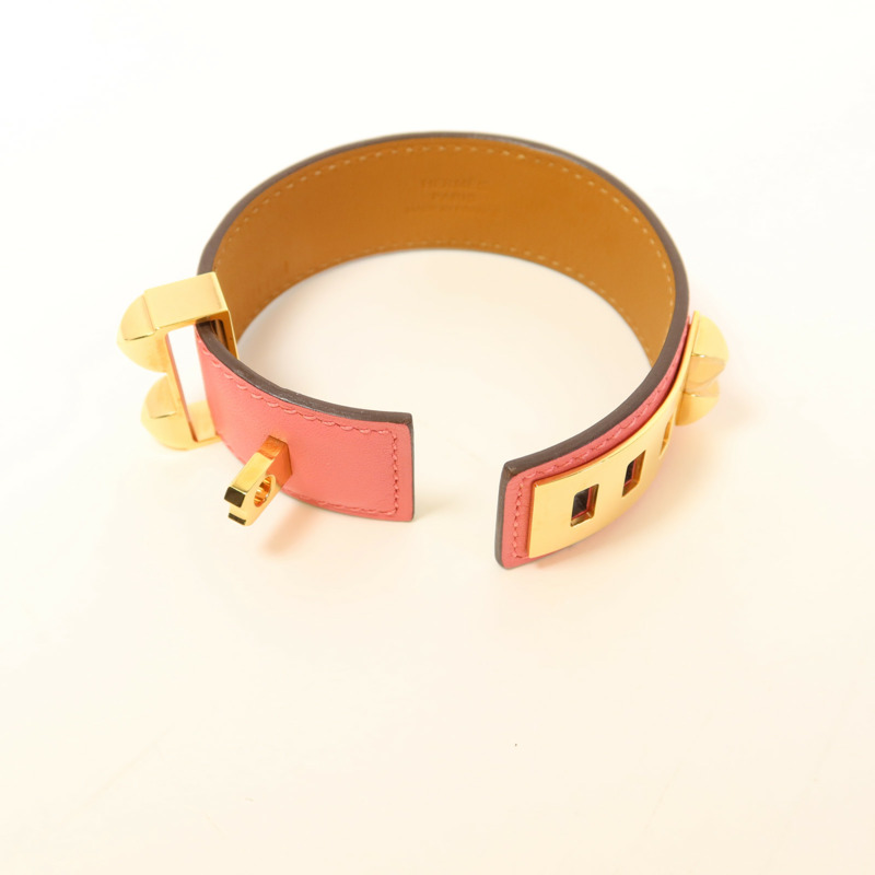 HERMES Swift皮革Collier De Chien金扣手鐲-5