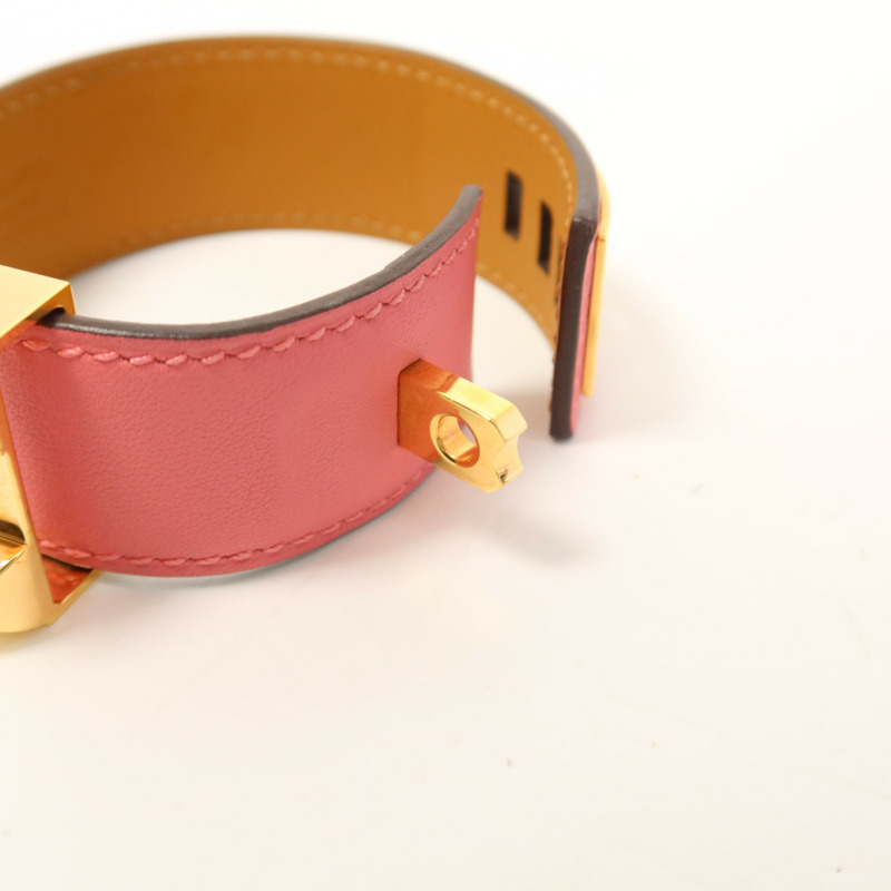 HERMES Swift皮革Collier De Chien金扣手鐲-6