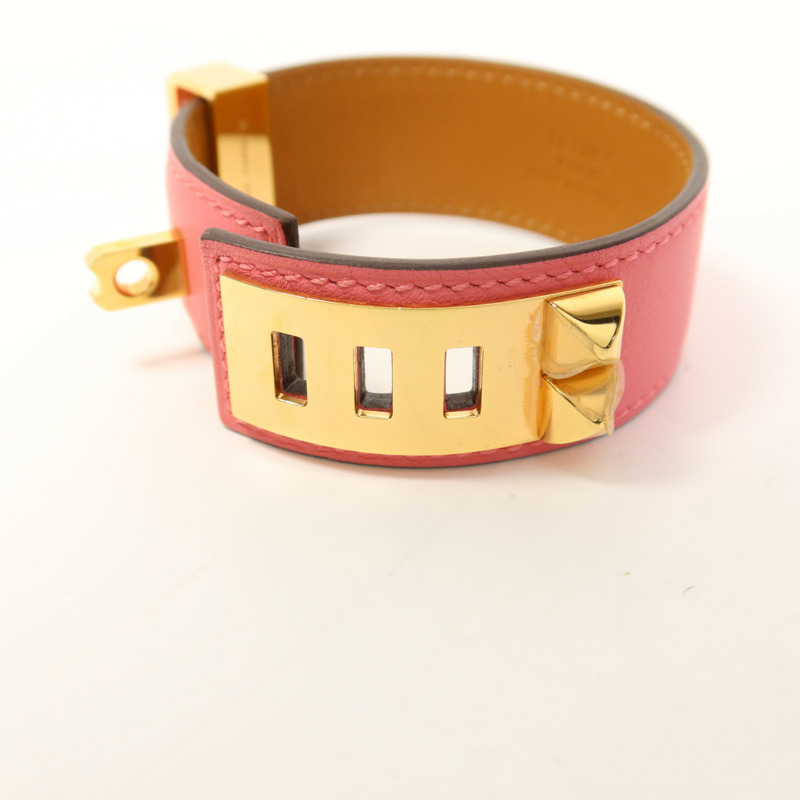 HERMES Swift皮革Collier De Chien金扣手鐲-7