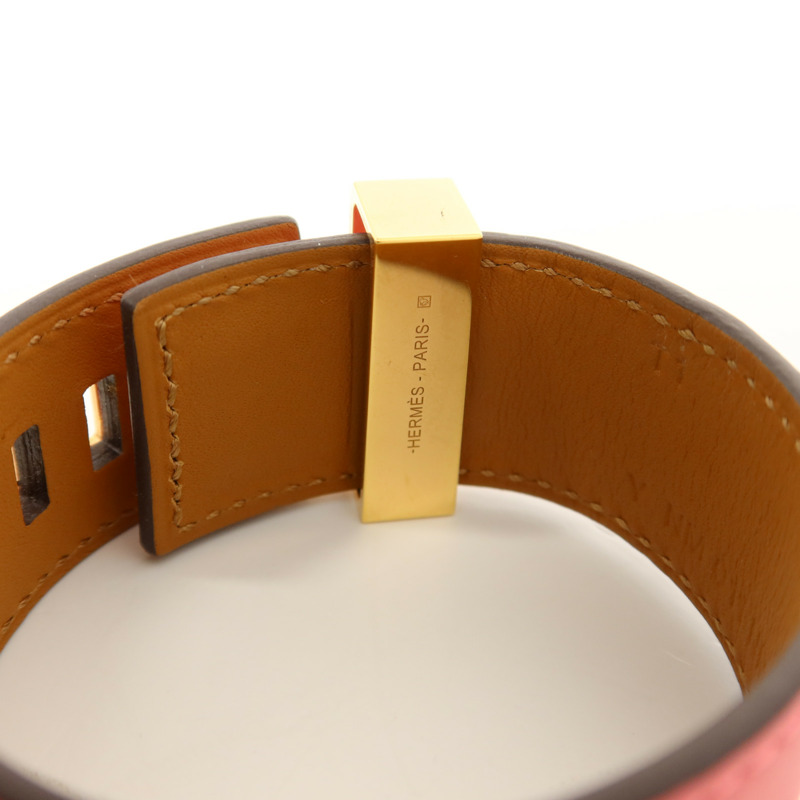 HERMES Swift皮革Collier De Chien金扣手鐲-10