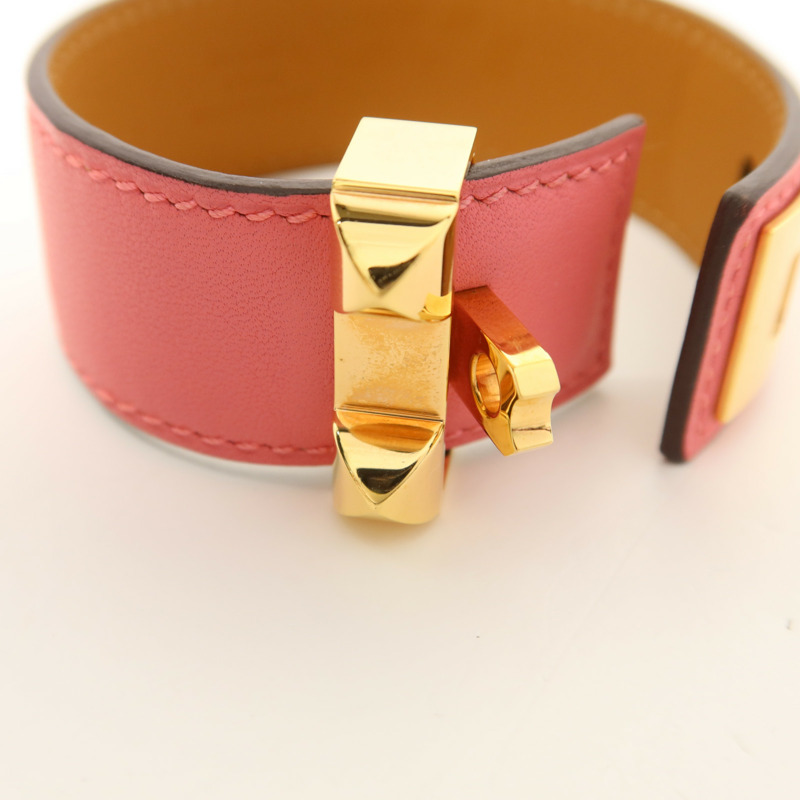 HERMES Swift皮革Collier De Chien金扣手鐲-11