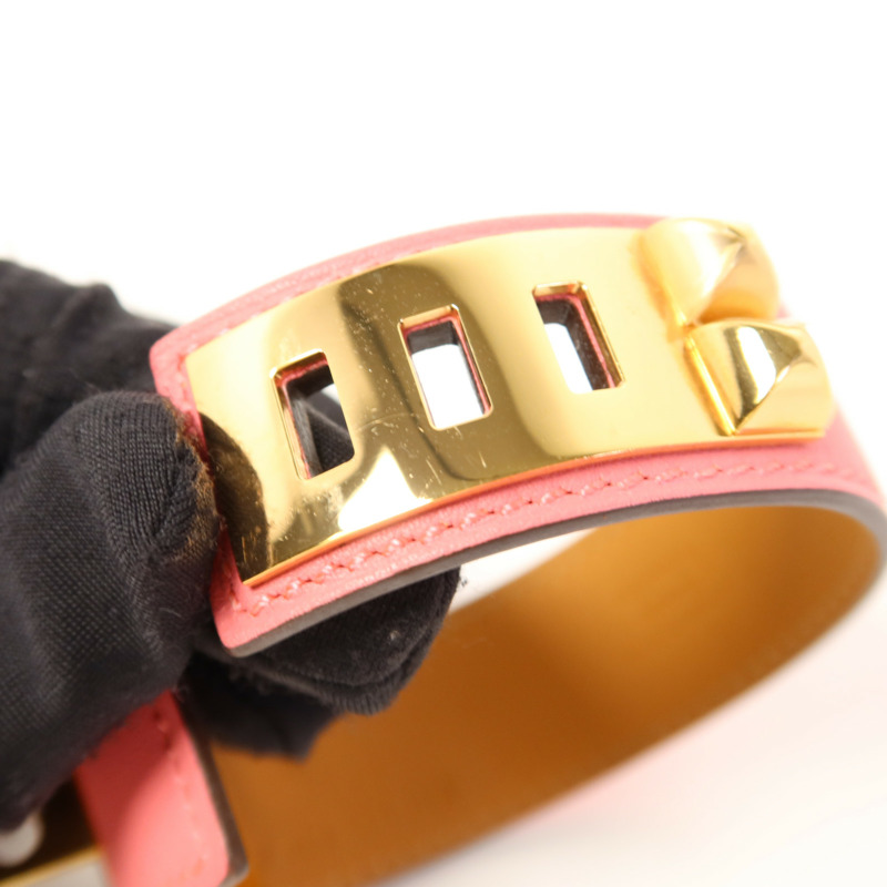 HERMES Swift皮革Collier De Chien金扣手鐲-12