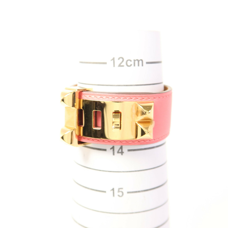 HERMES Swift皮革Collier De Chien金扣手鐲-15