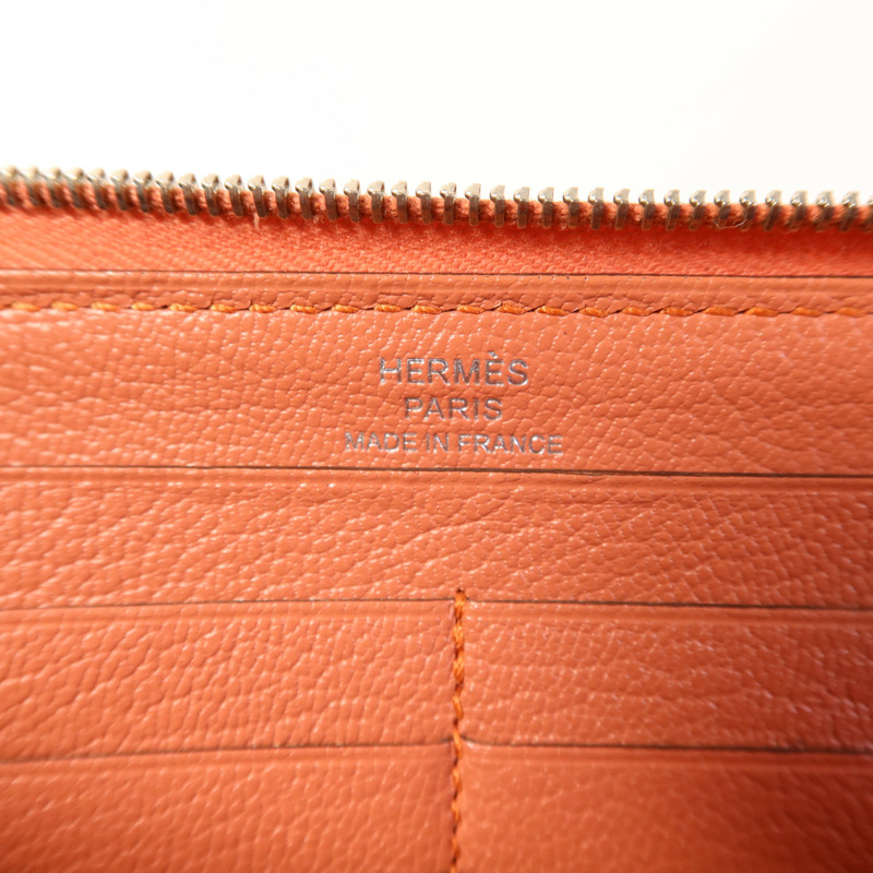 HERMES Swift皮革Azap Long Wallet銀扣長錢包Flamingo-5
