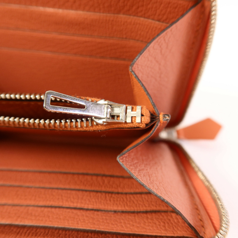 HERMES Swift皮革Azap Long Wallet銀扣長錢包Flamingo-7