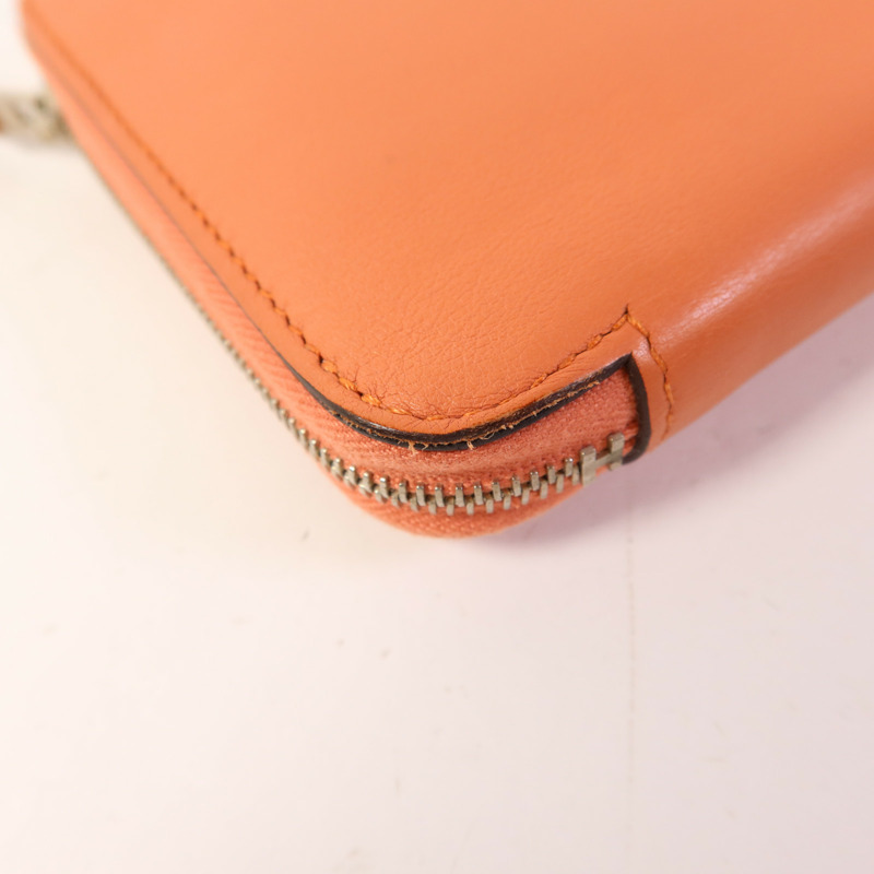 HERMES Swift皮革Azap Long Wallet銀扣長錢包Flamingo-12