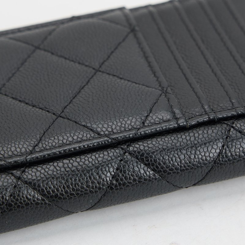 二手Chanel L拉鍊零錢卡包/黑金牛-4