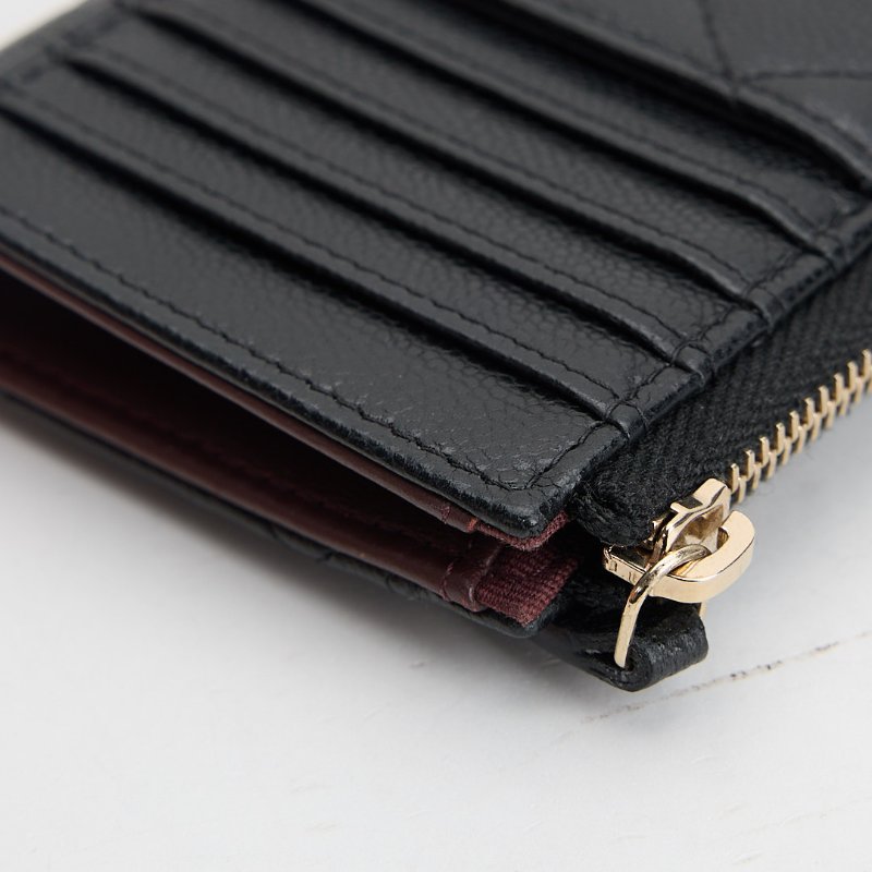 二手Chanel L拉鍊零錢卡包/黑金牛-8