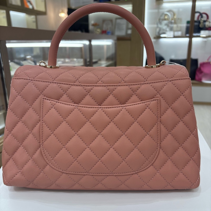 Chanel Coco Handle 經典款荔枝皮 櫻花粉🌸-8