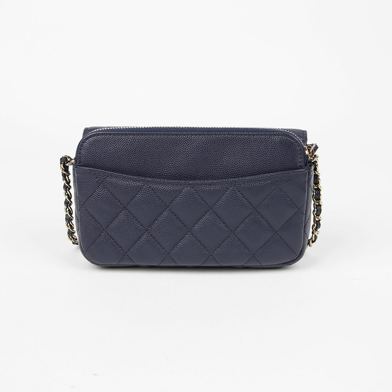 CHANEL Caviar Skin 手機支架鏈條斜背包 AP2096-2