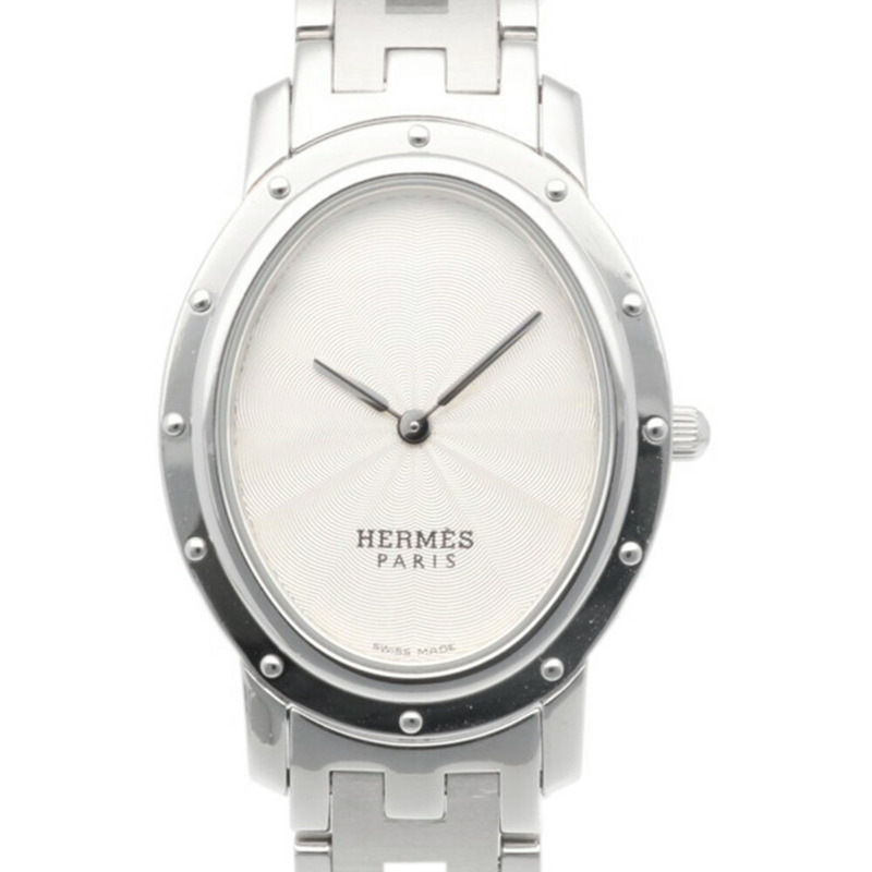 Hermès Clipper Oval 腕錶,不鏽鋼,C01.510,石英機芯,已拋光,女士,HERMES-0