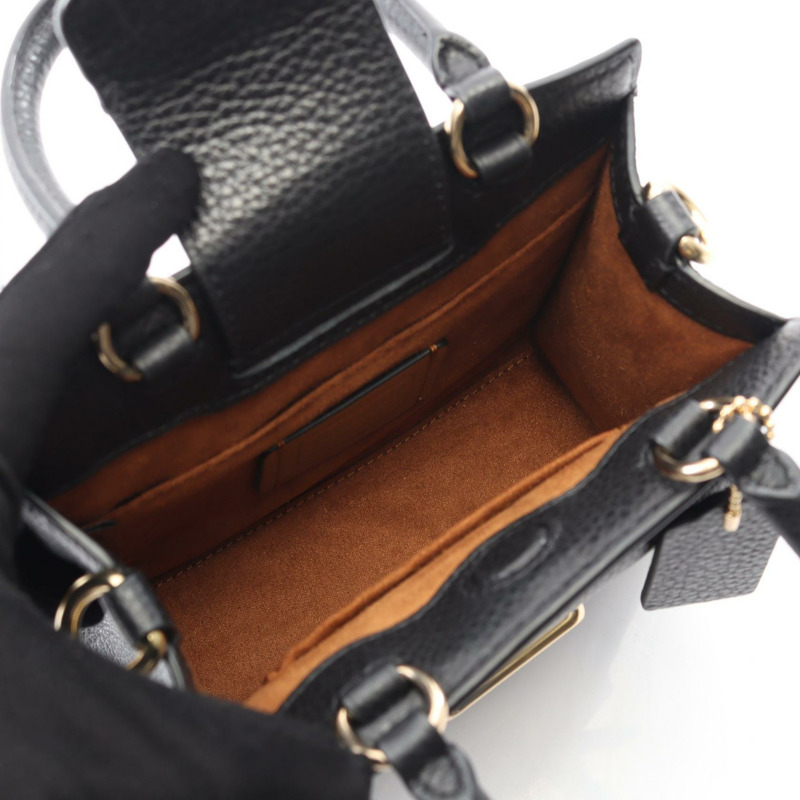 COACH 迷你 Pepper Signature 手提包 C7228 帆布皮革棕色黑色二手女款-2