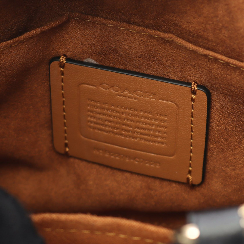 COACH 迷你 Pepper Signature 手提包 C7228 帆布皮革棕色黑色二手女款-3