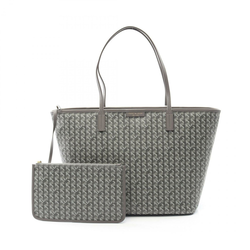 Tory Burch Everready 拉鍊單肩托特包 145634025 帆布皮革灰色新品-0