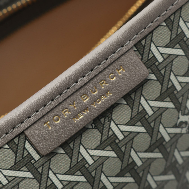 Tory Burch Everready 拉鍊單肩托特包 145634025 帆布皮革灰色新品-3