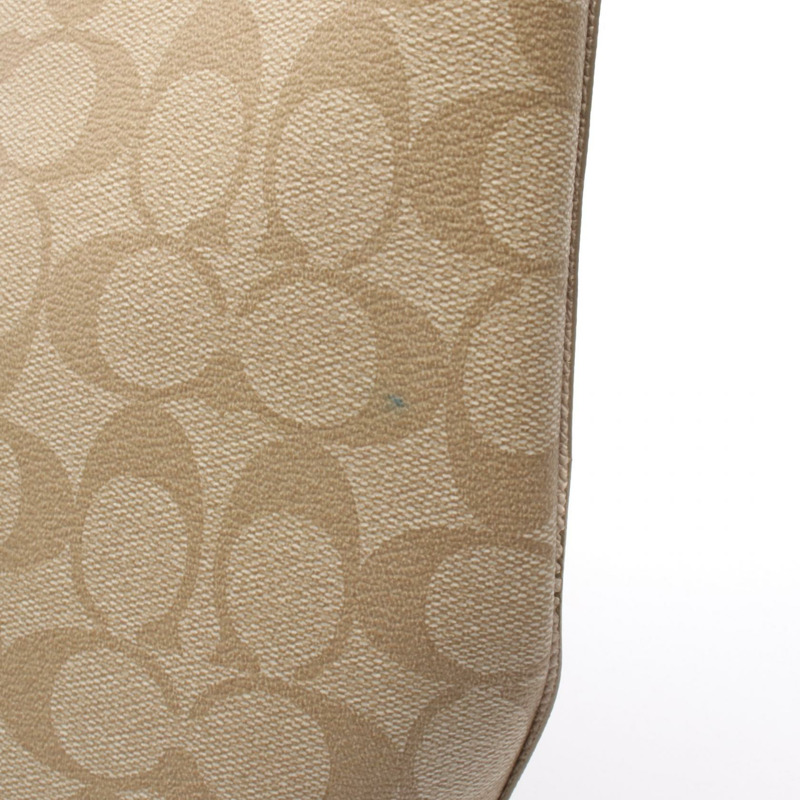 COACH Signature City 手提包 F36658 帆布皮革米白色二手女款-9