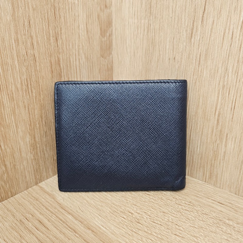 [福利出清❣️] Prada深藍牛皮橘三角Logo短夾-20