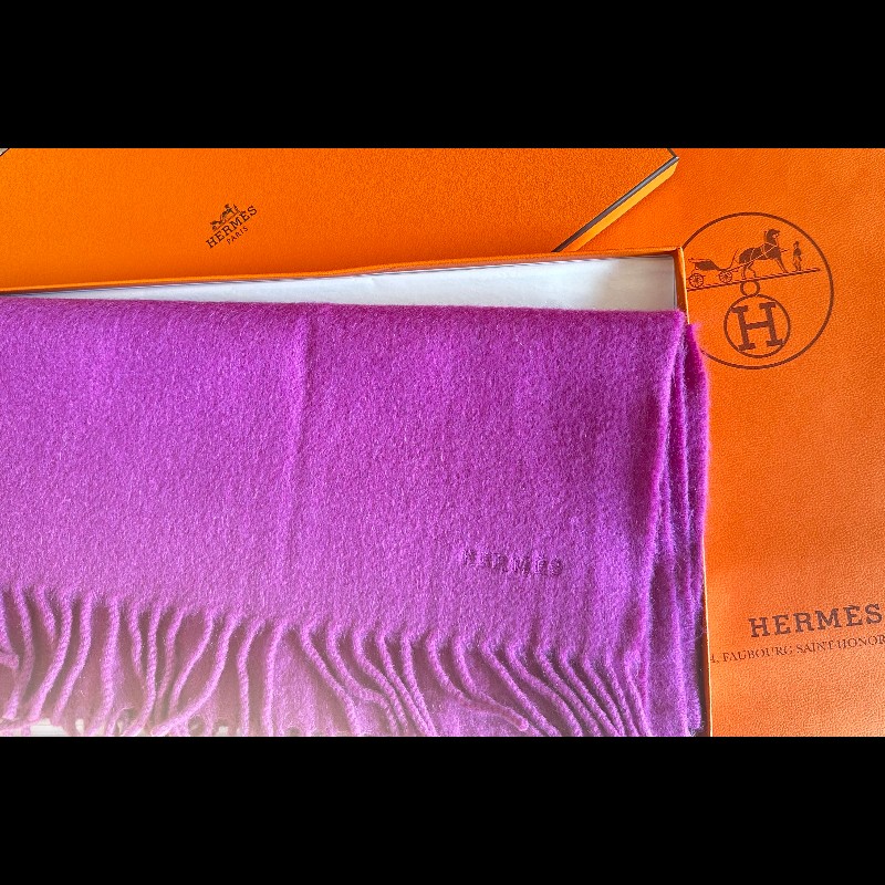 愛馬仕 桃紫色 Cashmere 圍巾-7