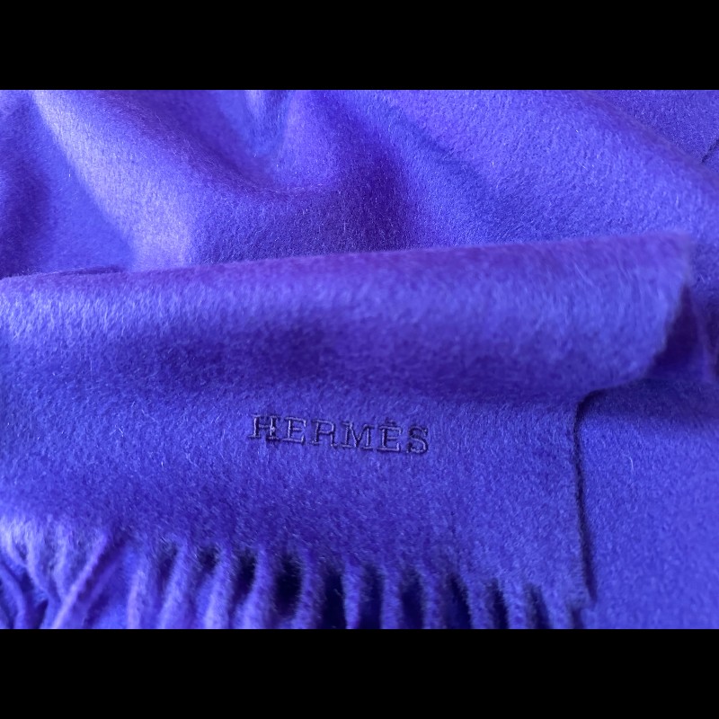 愛馬仕 紫色 Cashmere 羊絨圍巾-5