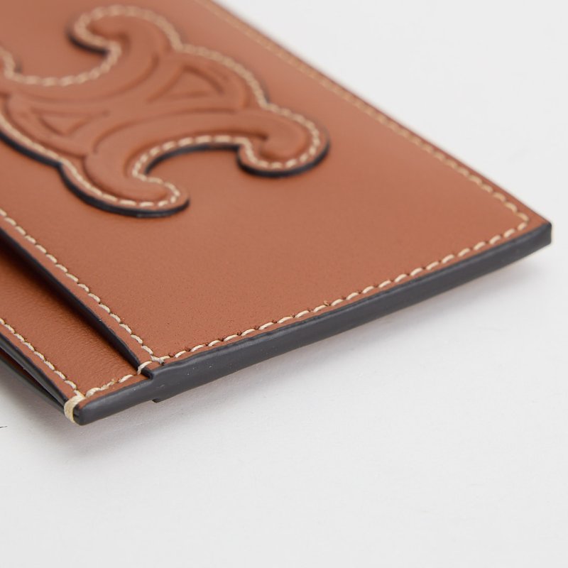 二手Celine 浮雕凱旋門卡夾 焦糖色-7