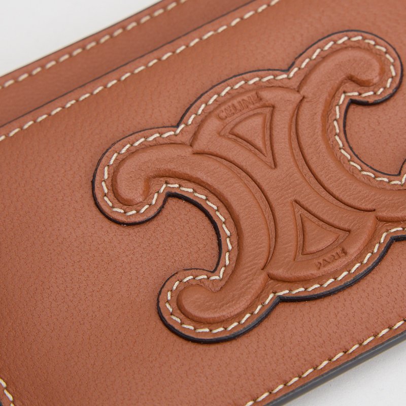 二手Celine 浮雕凱旋門卡夾 焦糖色-8