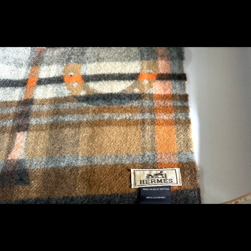 愛馬仕 Echarpe流蘇羊絨 格紋圍巾-8