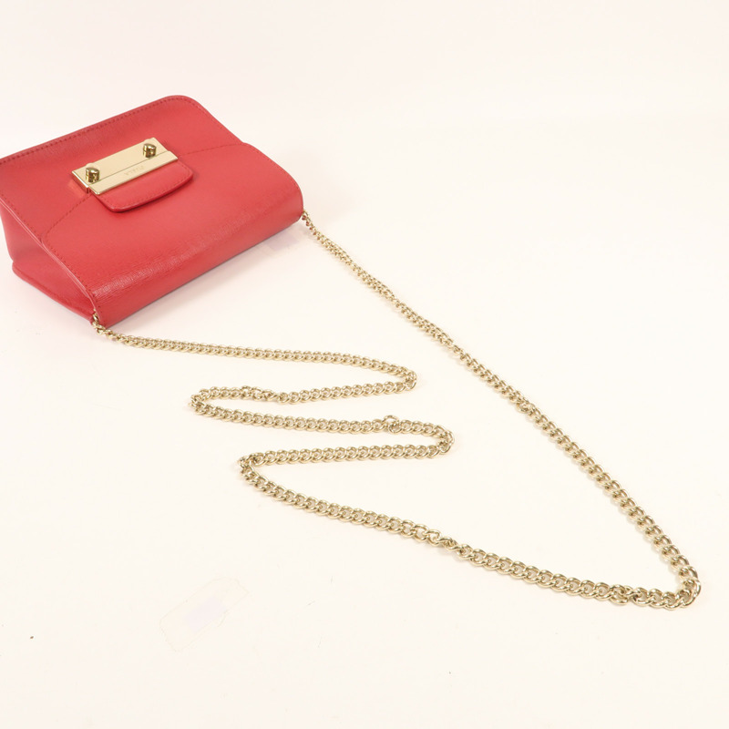 Furla 牛皮皮革Chain Shoulder金扣鏈帶肩背袋-4