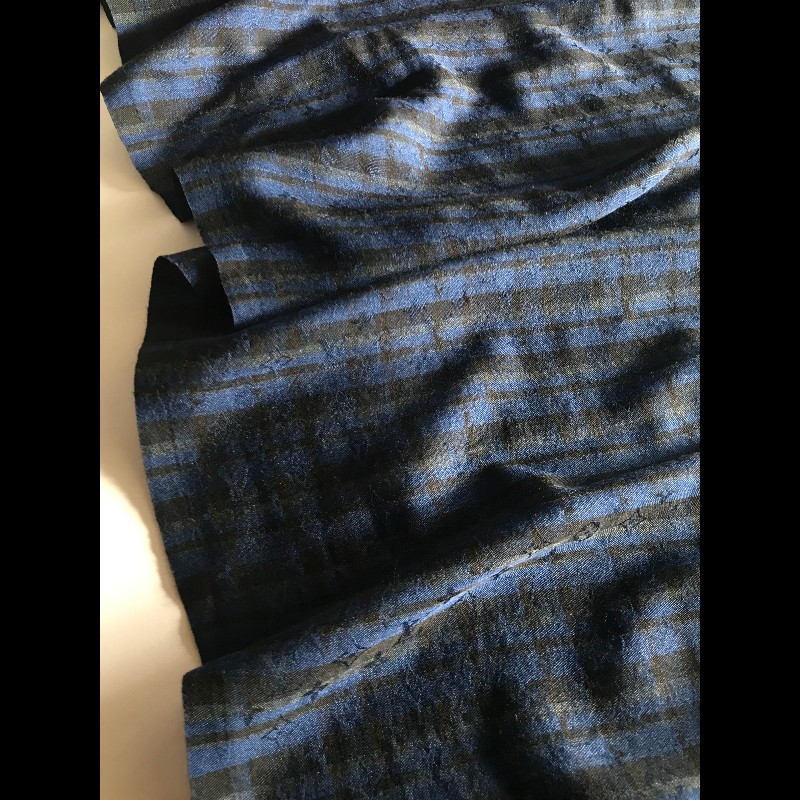 Louis Vuitton 深藍格紋羊毛圍巾-8