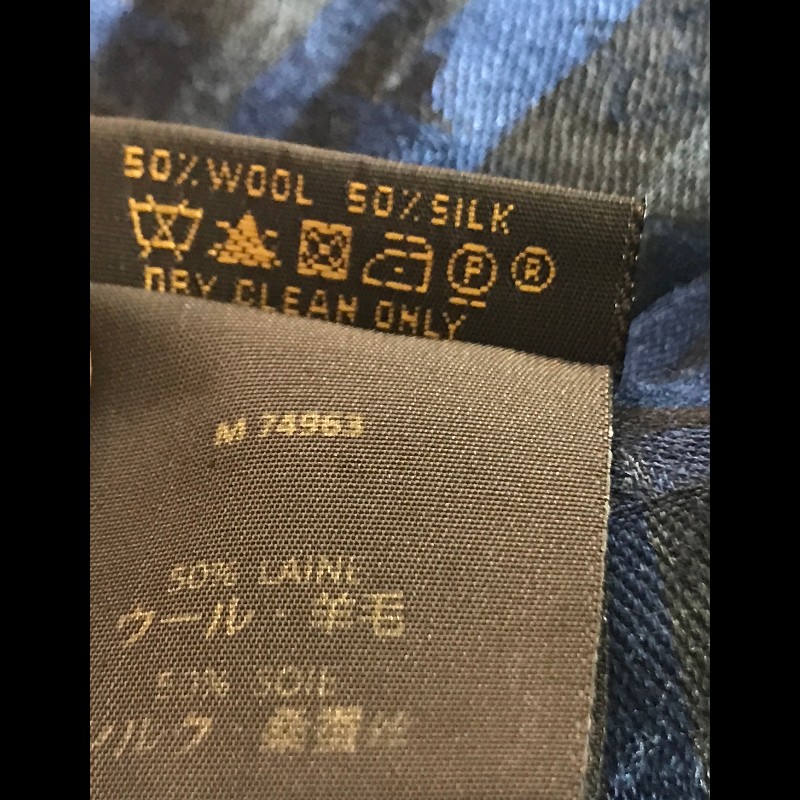 Louis Vuitton 深藍格紋羊毛圍巾-10