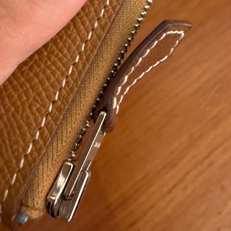 Hermes金棕色內花草圖絲巾長夾-31