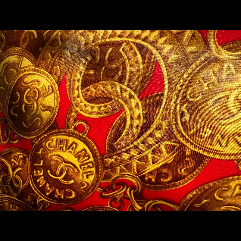 Chanel 鏈條錢幣圖案logo圍巾-6