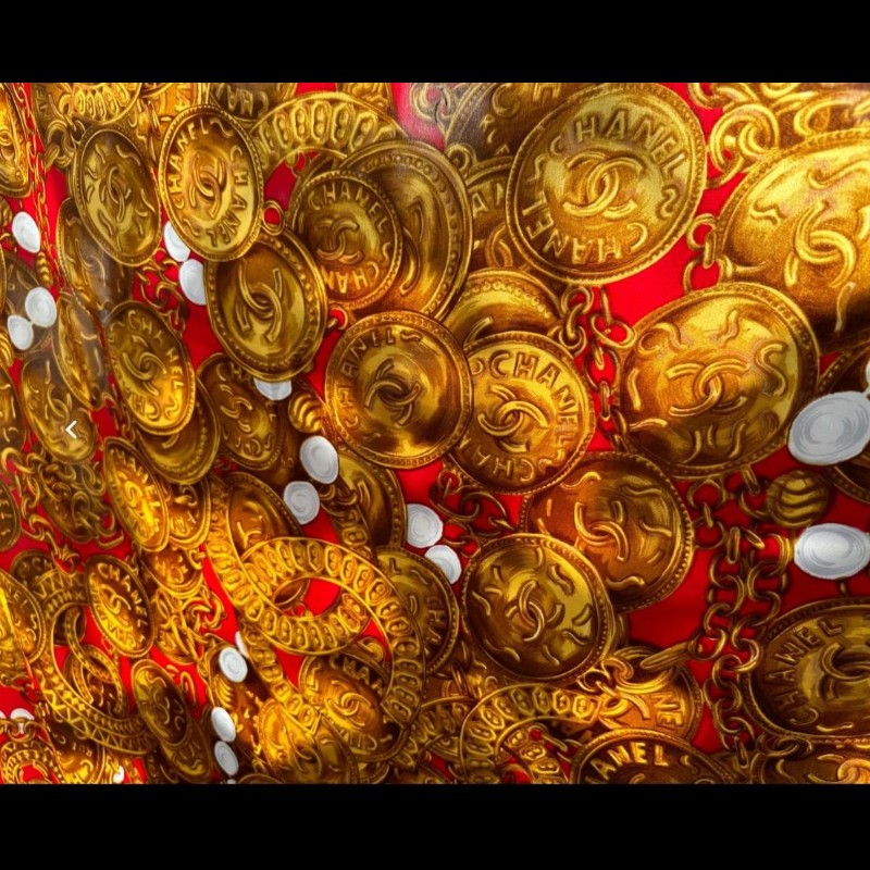 Chanel 鏈條錢幣圖案logo圍巾-10