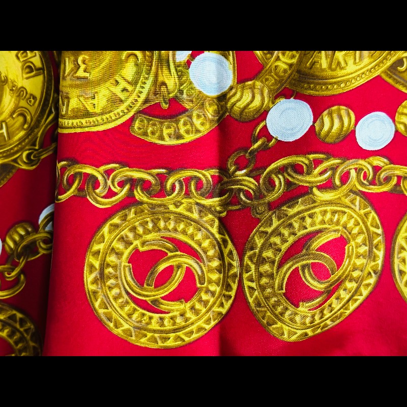 Chanel 鏈條錢幣圖案logo圍巾-11