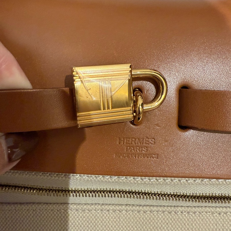 Herbag 31金扣帆布拼皮-4