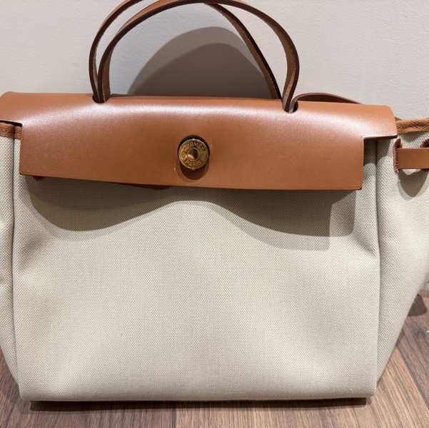 Herbag 31金扣帆布拼皮-5