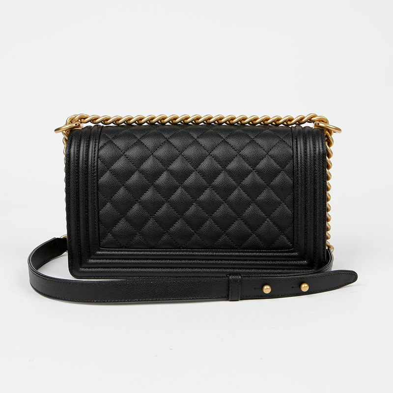 CHANEL Caviar Skin Boy 中型單肩包 A67086-3